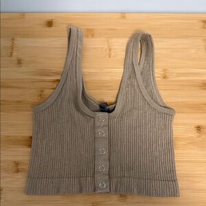 Out from Under by Urban Outfitters Women's Teen Girl Size XS Ribbed Tan Crop Top